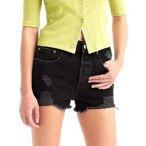 LEVI'S - 501 Denim, High Rise, Cut Off Jean Shorts - Size 25, "Stowaway" Black